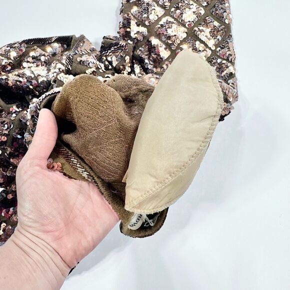 Vintage Cathy Hardwick bronze dynasty style sequin sweater top L - Picture 7 of 10